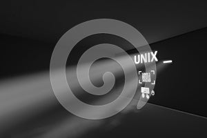 UNIX rays volume light concept 3d