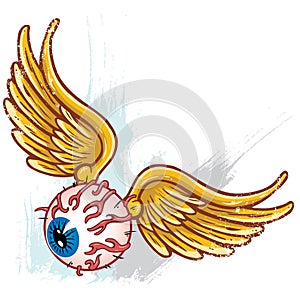 Unk style flying eyeball with wings vector photo