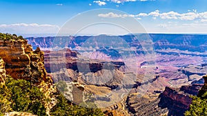 Unkar Creek flowing to the Colorado River as seen from the Walhalla Overlook on the North Rim of the Grand Canyon