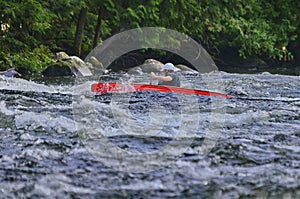 Unknown canoeist, whitewater canoeing at the Minden Wild Water Preserve.