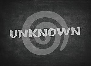 Unknown concept word on a blackboard background