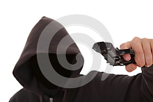 Unknown dangerous attacker with a gun