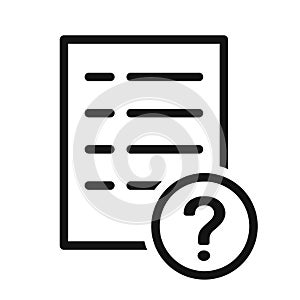 Unknown document isolated vector icon. paper with question mark pictogram.