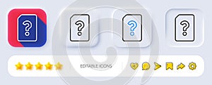 Unknown Document line icon. File with Question. Neumorphic buttons. Vector