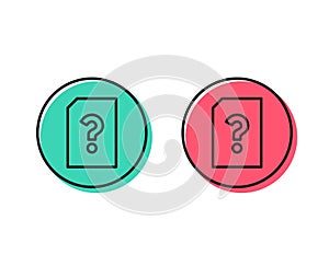 Unknown Document line icon. File with Question. Vector