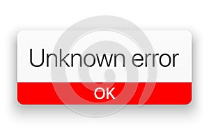 Unknown error warning window vector illustration, isolated on white background