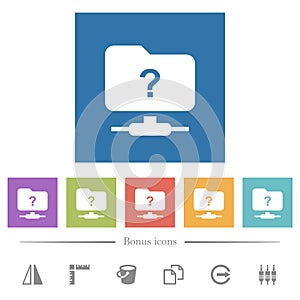 Unknown FTP flat white icons in square backgrounds