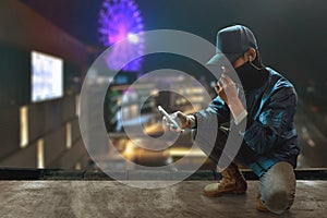 Unknown hacker use mobile phone