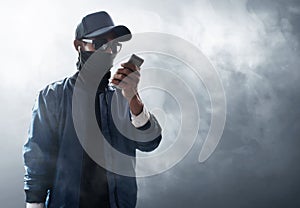 Unknown hacker use mobile phone