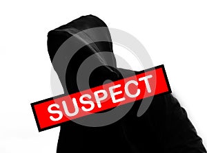 Unknown hooded person with suspect stamp