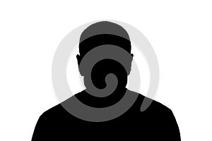 Unknown male person silhouette isolated on white background