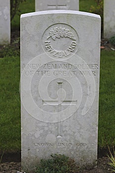 Unknown New Zealand Soldier, WWI, Hooge Crater Cemetery, Ypres