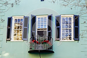 Unknown pastel antebellum houses in Charleston City