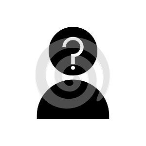 Unknown person icon. Question mark. Anonymous avatar. Human silhouette. Flat design. Vector illustration. Stock image.