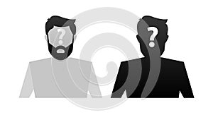 Unknown person. Incognito, Anonymous male. silhouette profile avatar. Vector illustration.