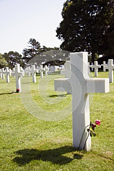 Unknown soldier grave at american military cemetery in Normandy, France