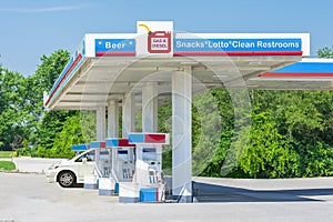 Unlabeled Gas Station Convenience Store With Photographer Created Signage