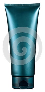 Unlabelled blue plastic beauty or cosmetics tube