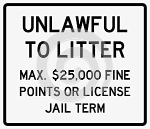 Unlawful to litter sign