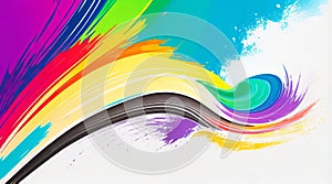 Unleash Creativity with a Paintbrush Drawing a Bright Multicolored Wave.