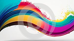 Unleash Creativity with a Paintbrush Drawing a Bright Multicolored Wave.