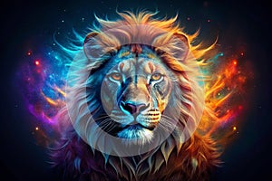 Unleash Your Brands Majesty Downloadable Surreal Lion Face Logo Template for Design Inspiration and Creative Branding photo