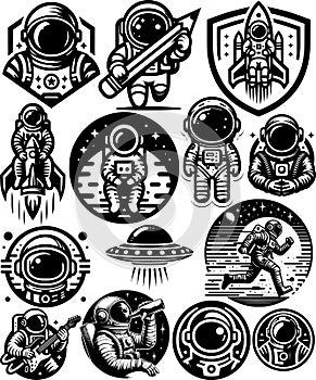 Unique Astronaut Vector Set High-Quality Digital Illustrations