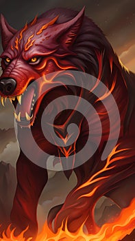 Hellhound cartoon character design illustration ai generated
