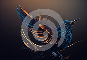 Unleash Your Imagination with Abstract Bird Wings on a Striking Black Background.