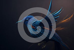 Unleash Your Imagination with Abstract Bird Wings on a Striking Black Background.