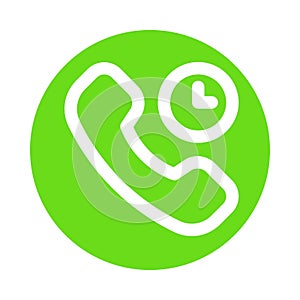 Green Phone Handset with Clock Icon PNG