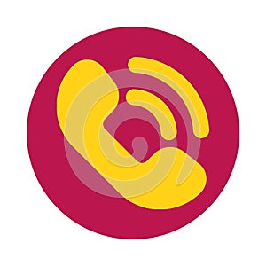 Red Circle Yellow Phone Handset Call Icon PNG