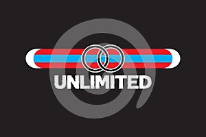Unlimited - design for banner, t-shirt graphics, fashion prints, slogan tees, stickers, cards, poster, emblem and other creative