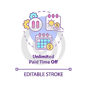 Unlimited paid time off concept icon
