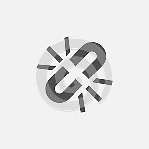 Unlink vector icon. Isolated broken link icon vector design