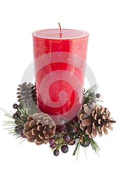 Unlit red holiday candle