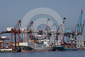 Unloading a Cargo Ship in a Port