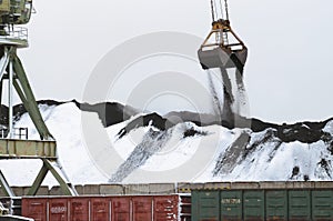 Unloading of coal from railway wagons.