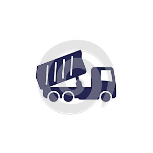 unloading tipper truck icon on white