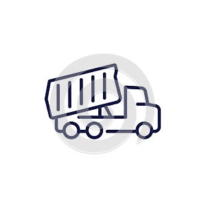 unloading tipper truck line icon