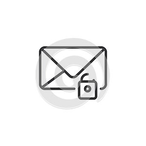 Unlock email outline icon