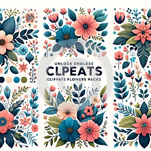 Unlock endless design potential with spring cliparts flowers packs