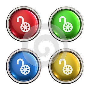 Unlock icon glass button