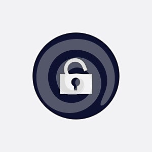 unlock icon, vector illustration. flat round icon