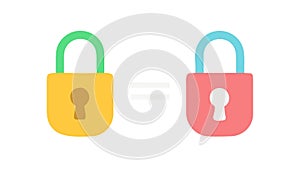 Unlock Lock Icons for Security Access Control, vector design Generative AI