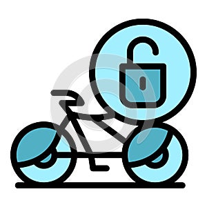 Unlock sharing bike icon vector flat