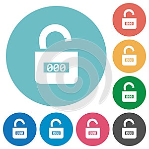 Unlocked combination lock with center numbers flat round icons