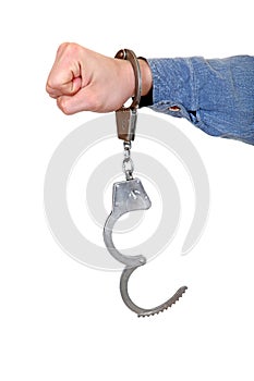 Unlocked Handcuffs on a Hand