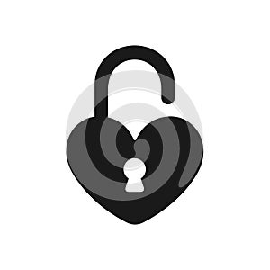 Unlocked heart shaped padlock icon