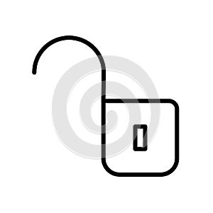 Unlocked padlock icon isolated on white background